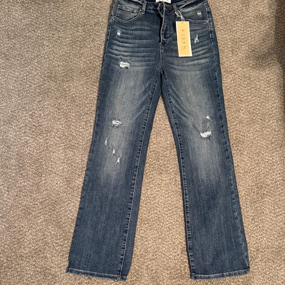 Women's Straight Leg Jeans in Dark Blue